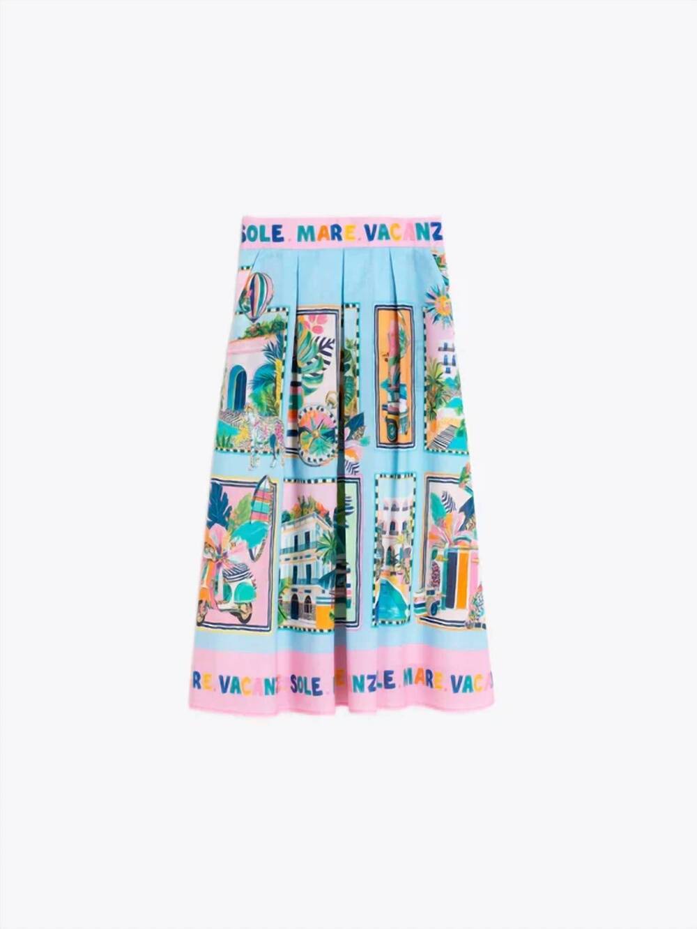NEW VILAGALLO women's holiday print skirt in blue